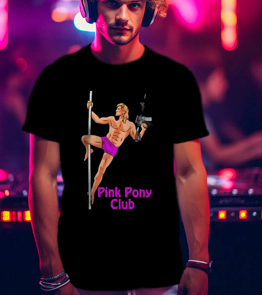 Pink Pony Club Pole Dancer With Gun T-Shirt