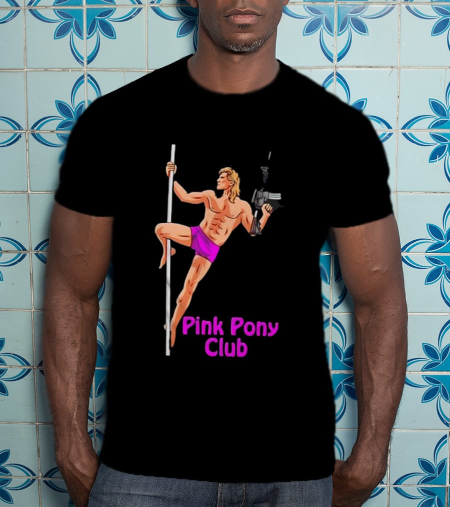 Pink Pony Club Pole Dancer With Gun T-Shirt