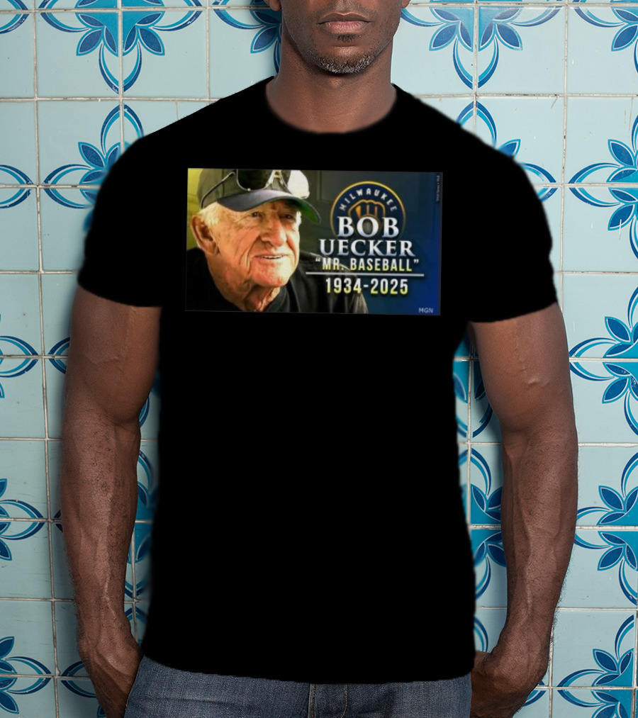 Milwaukee Brewers Bob Uecker Mr. Baseball 1934-2025 Tribute T-Shirt