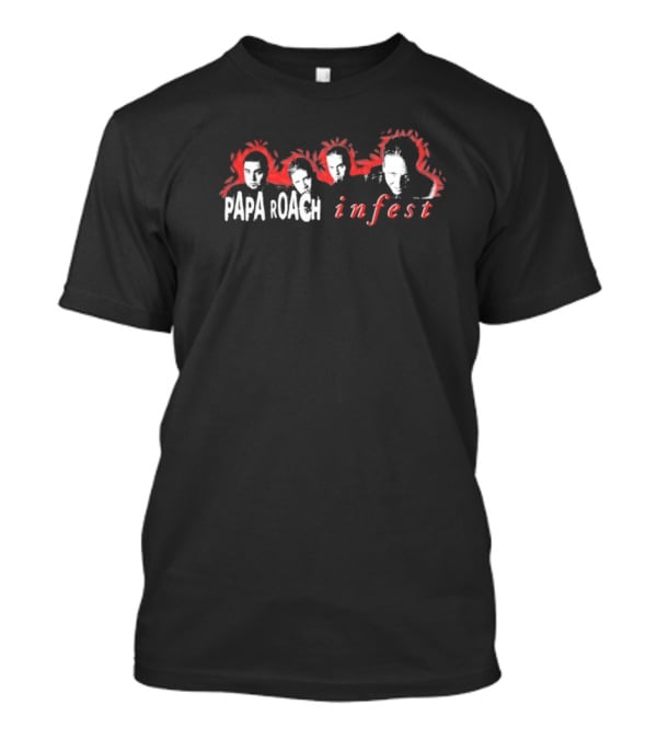 Papa Roach Infest Album Cover Art Faces Red And White T-Shirt