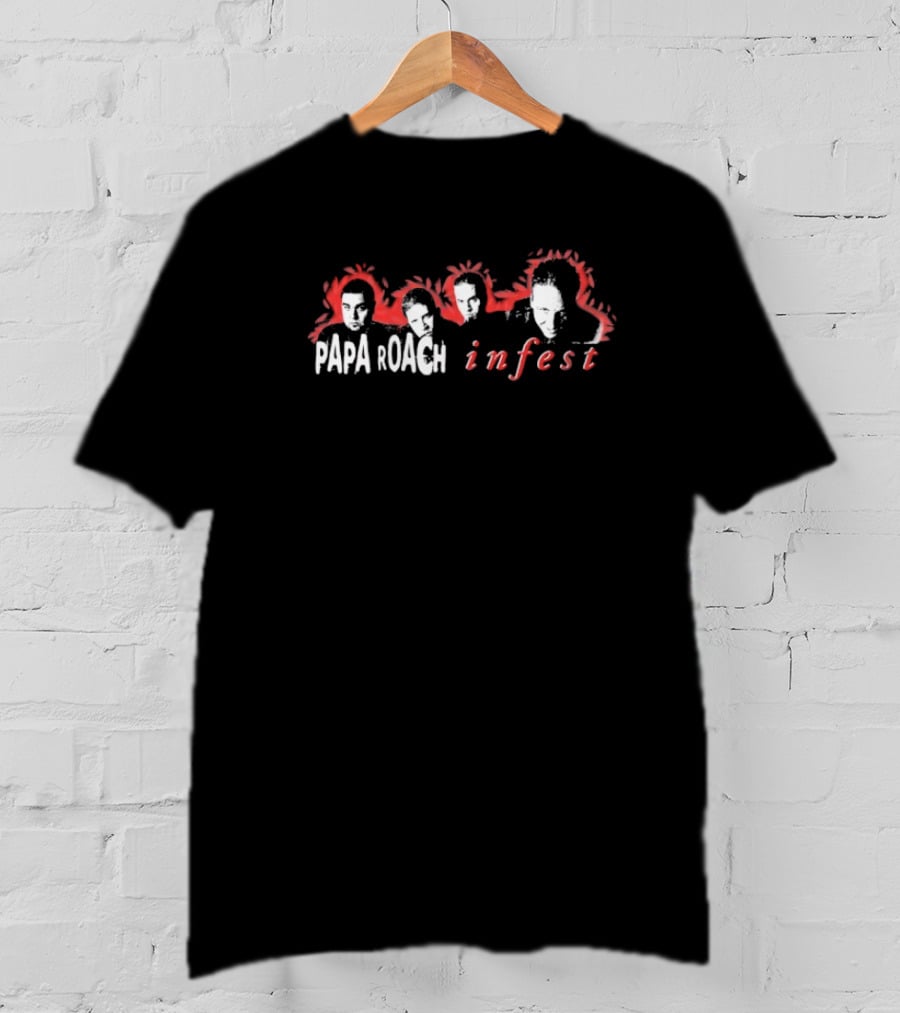 Papa Roach Infest Album Cover Art Faces Red And White T-Shirt