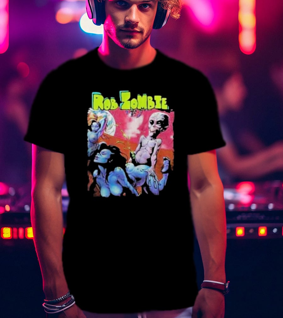 Rob Zombie Colorful Extraterrestrial Humor Scene T-Shirt