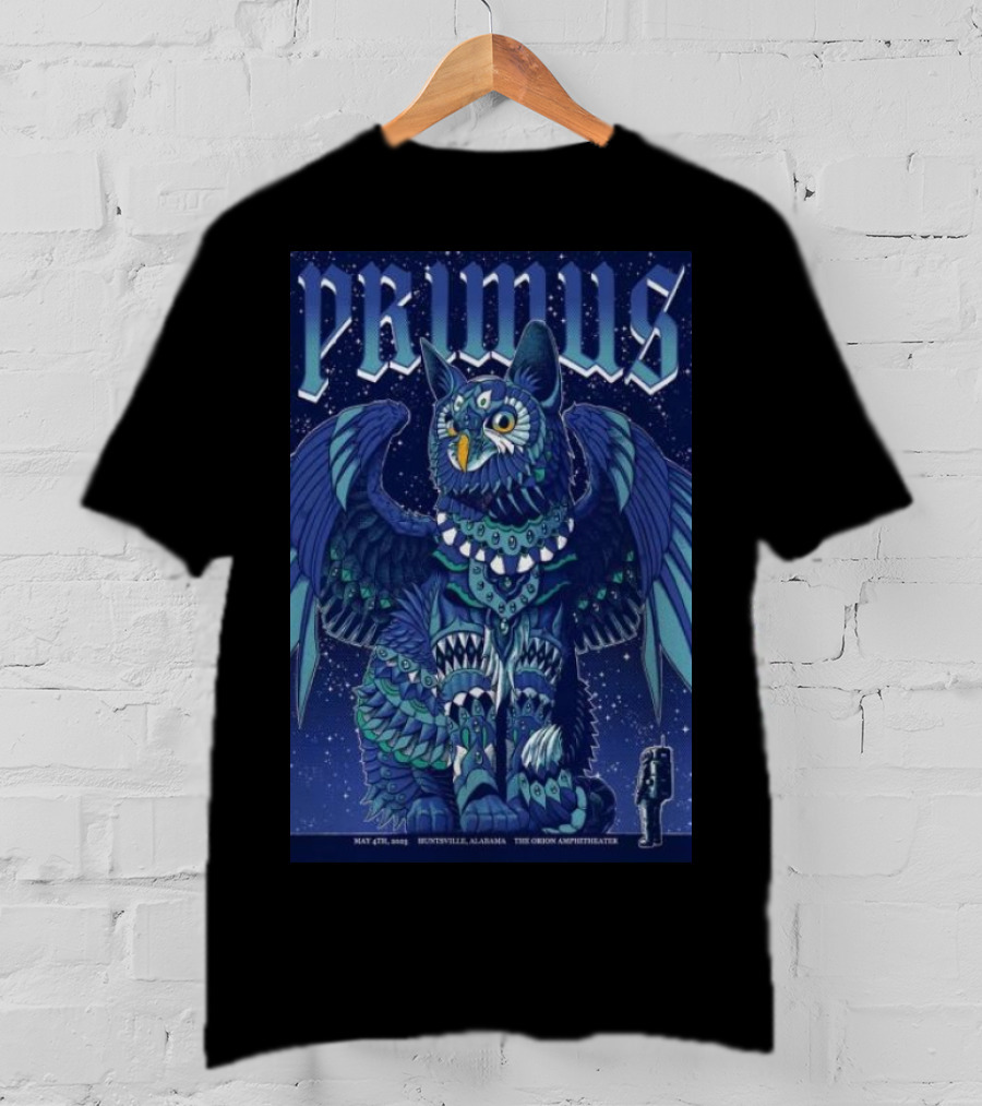 PRIMUS May 4 2025 Huntsville Alabama The Orion Amphitheater Owl Art T-Shirt
