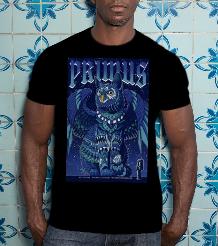 PRIMUS May 4 2025 Huntsville Alabama The Orion Amphitheater Owl Art T-Shirt