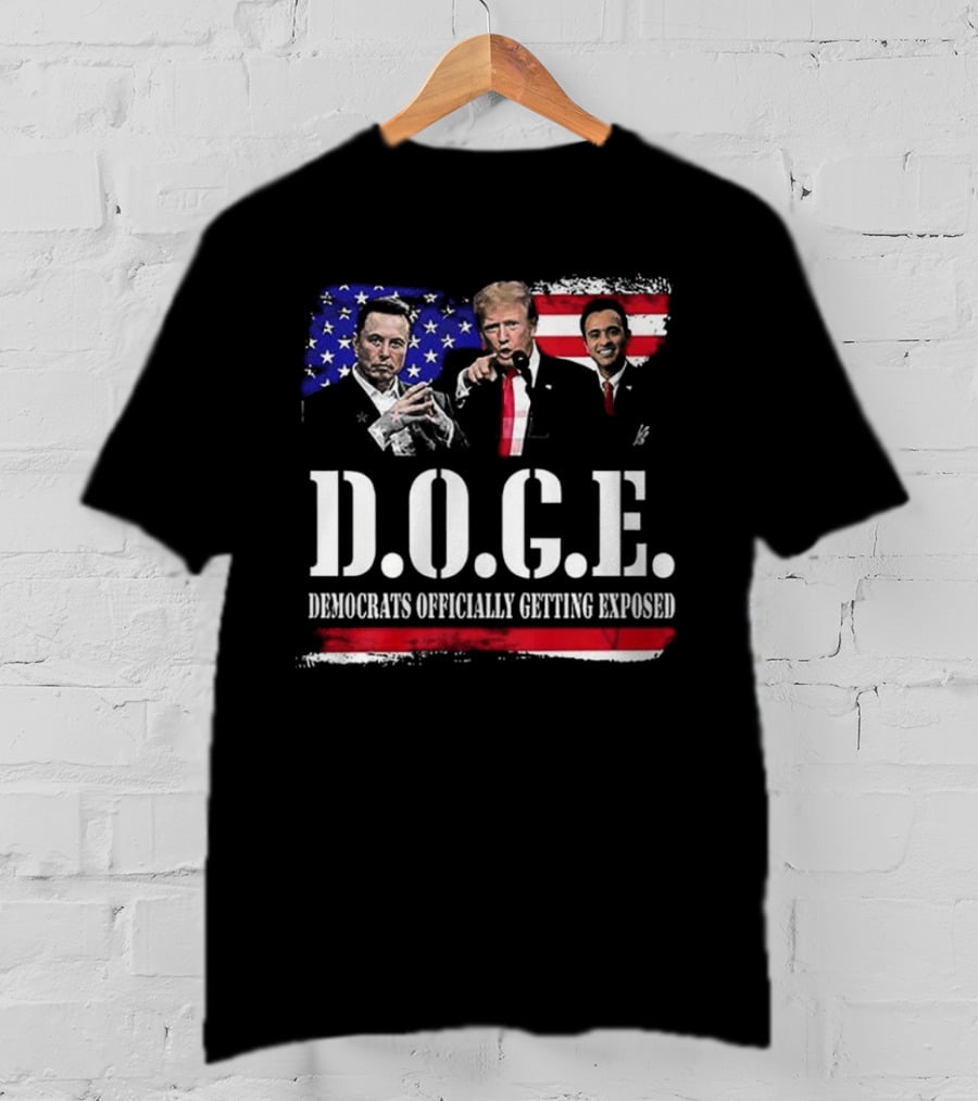 Patriot Pride Mens D.O.G.E Team Democrats Officially Getting Exposed USA Flag Icons T-Shirt