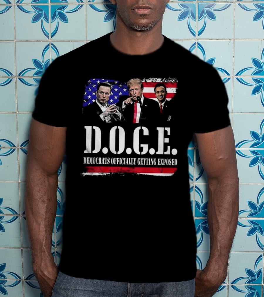 Patriot Pride Mens D.O.G.E Team Democrats Officially Getting Exposed USA Flag Icons T-Shirt