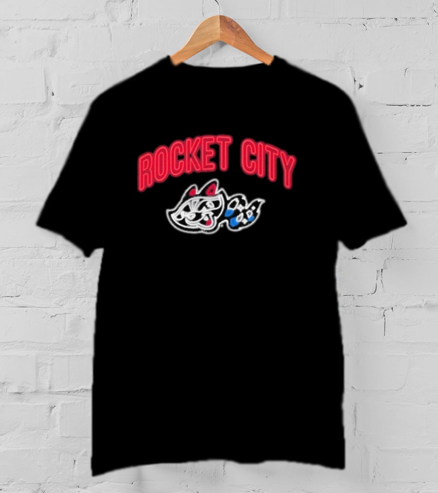 Rocket City Trash Pandas Neon Logo And Mascot T-Shirt
