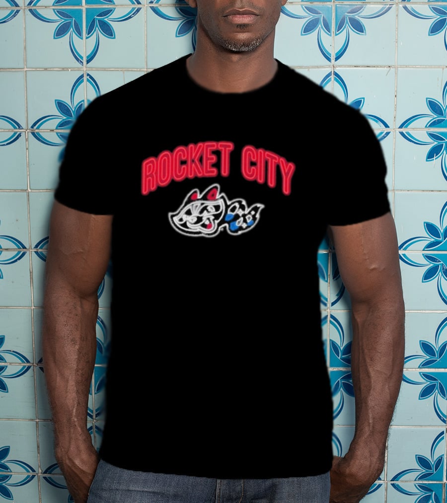 Rocket City Trash Pandas Neon Logo And Mascot T-Shirt