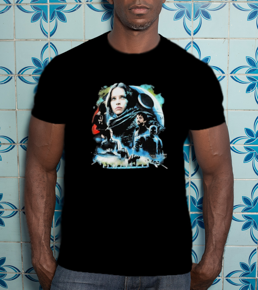 Rogue One A Star Wars Story Geeks Rule 15 Jyn Erso Cassian K-2SO Darth Vader Silkscreen T-Shirt
