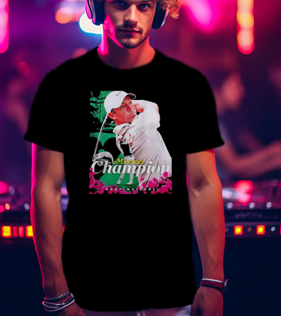 Masters Champion Rory McIlroy Golf Swing Portrait T-Shirt