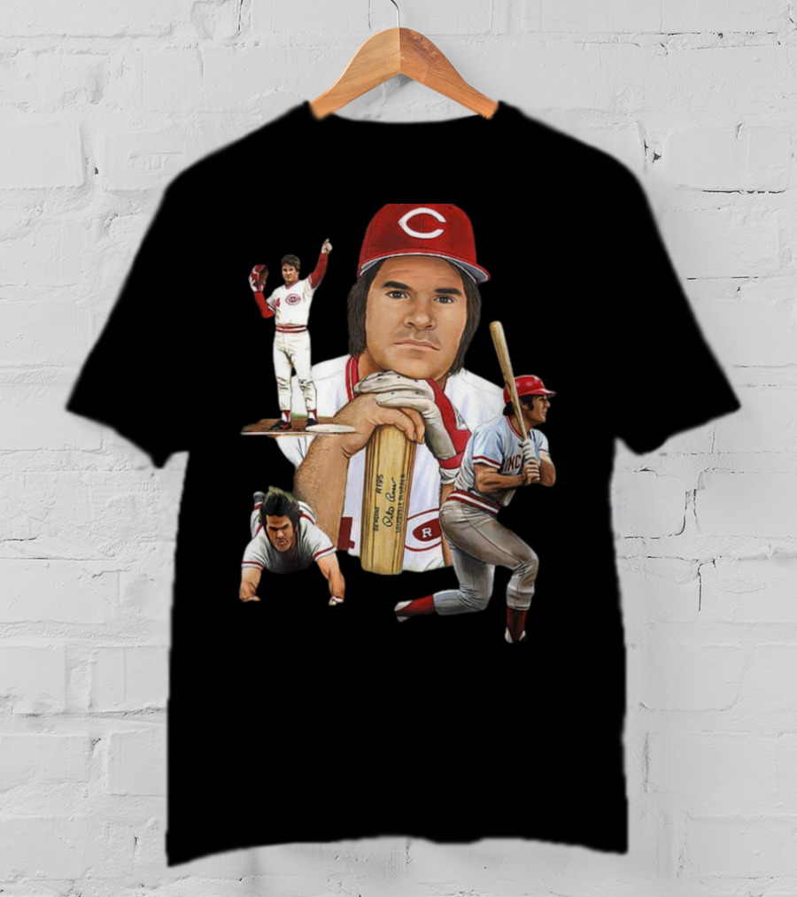 PETE ROSE Cincinnati Reds Baseball Legend 41 24 T-Shirt