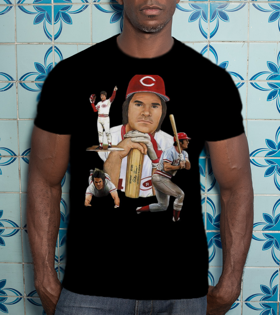 PETE ROSE Cincinnati Reds Baseball Legend 41 24 T-Shirt