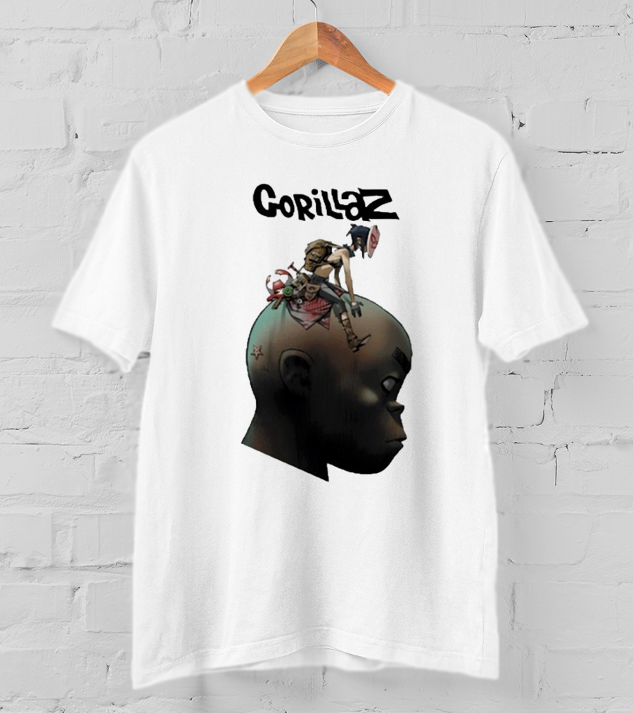 Gorillaz Character Sitting On Head Star Symbol T-Shirt