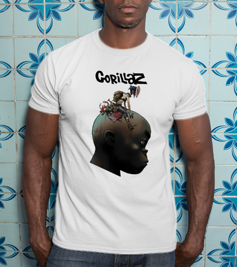Gorillaz Character Sitting On Head Star Symbol T-Shirt