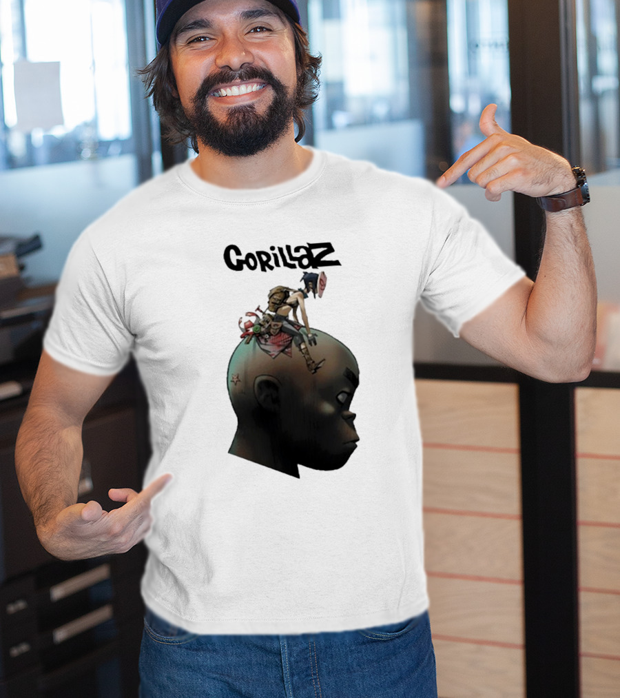 Gorillaz Character Sitting On Head Star Symbol T-Shirt