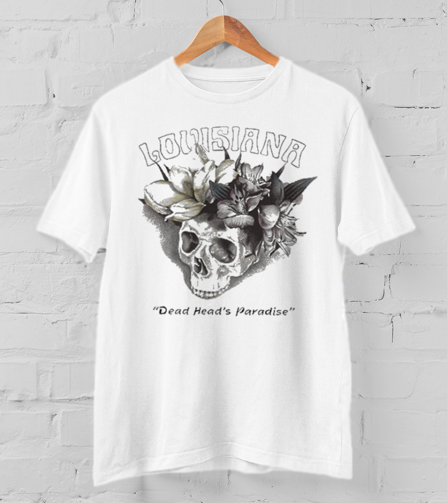 Grateful Dead Skull With Louisiana Dead Head's Paradise Floral Elements T-Shirt