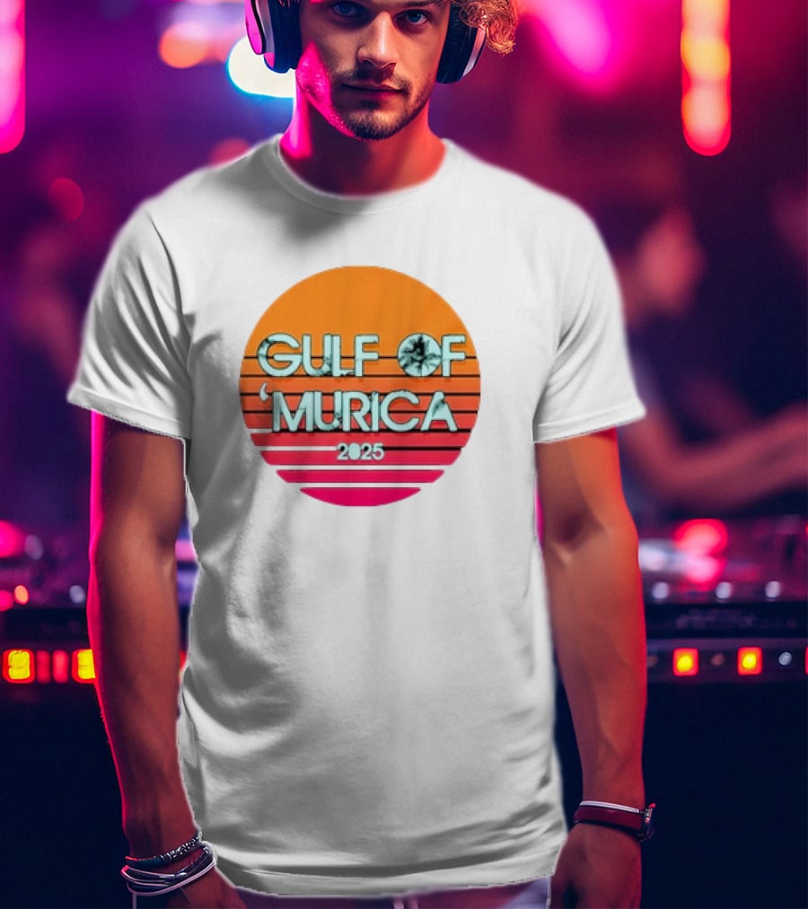 Gulf Of 'Murica 2025 Vintage Retro Sunset Vibe T-Shirt