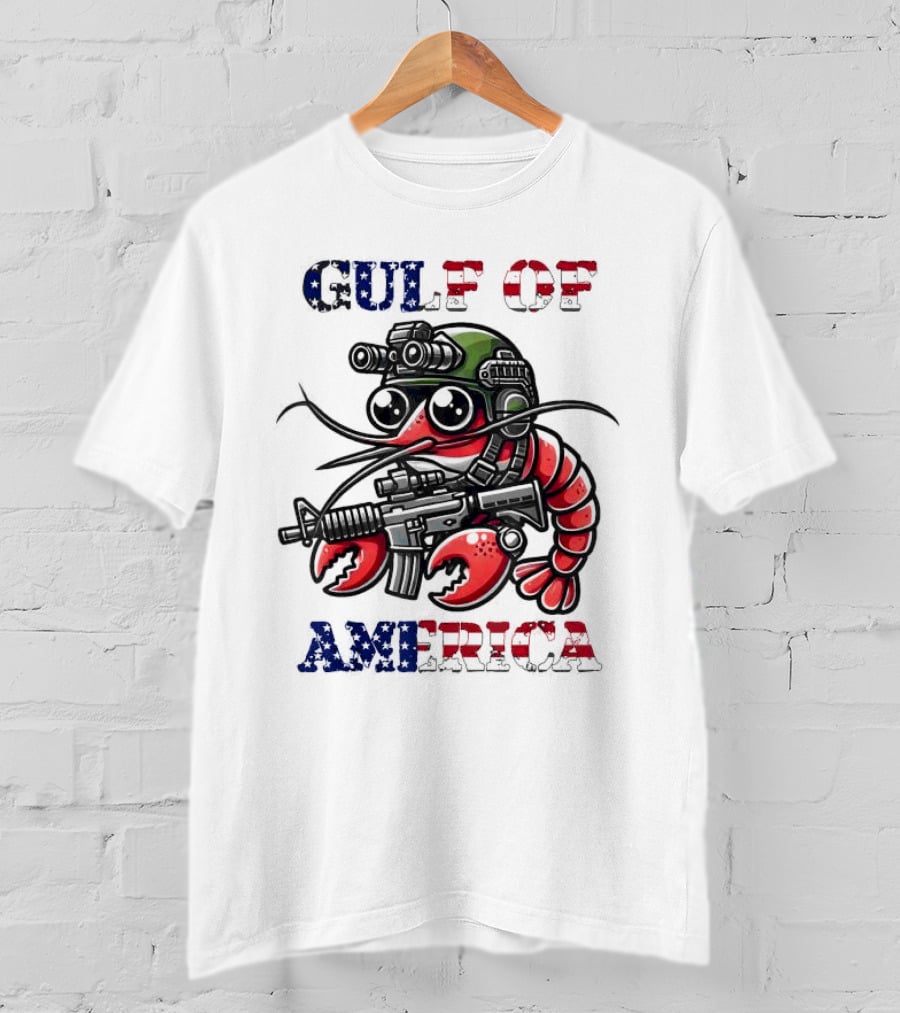 Gulf Of America Tactical Shrimp Patriotic Military Camouflage T-Shirt