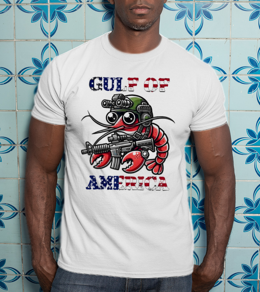 Gulf Of America Tactical Shrimp Patriotic Military Camouflage T-Shirt