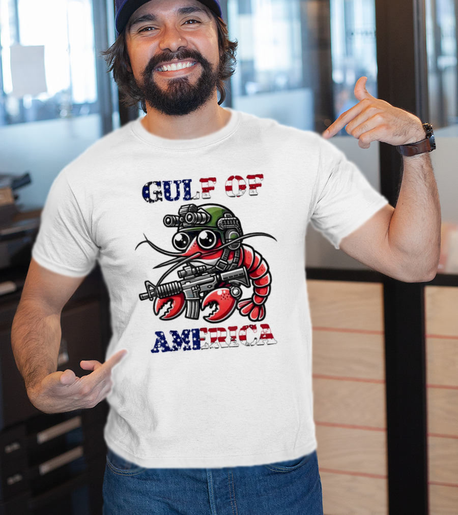 Gulf Of America Tactical Shrimp Patriotic Military Camouflage T-Shirt