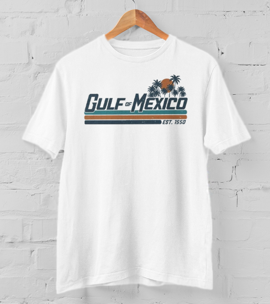 Gulf Of Mexico Est 1550 Palm Trees Retro Sunset Vintage Style T-Shirt