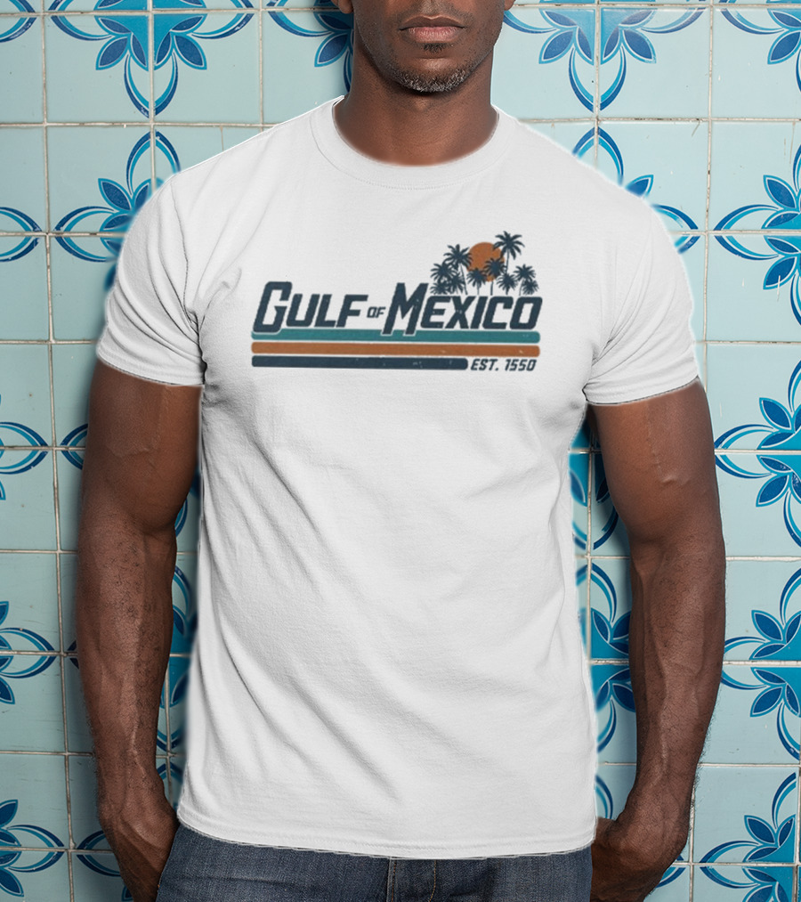 Gulf Of Mexico Est 1550 Palm Trees Retro Sunset Vintage Style T-Shirt