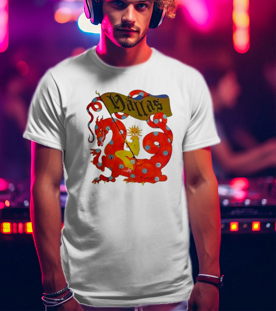 Hällas Flower Knight Riding Red Polka Dot Dragon T-Shirt