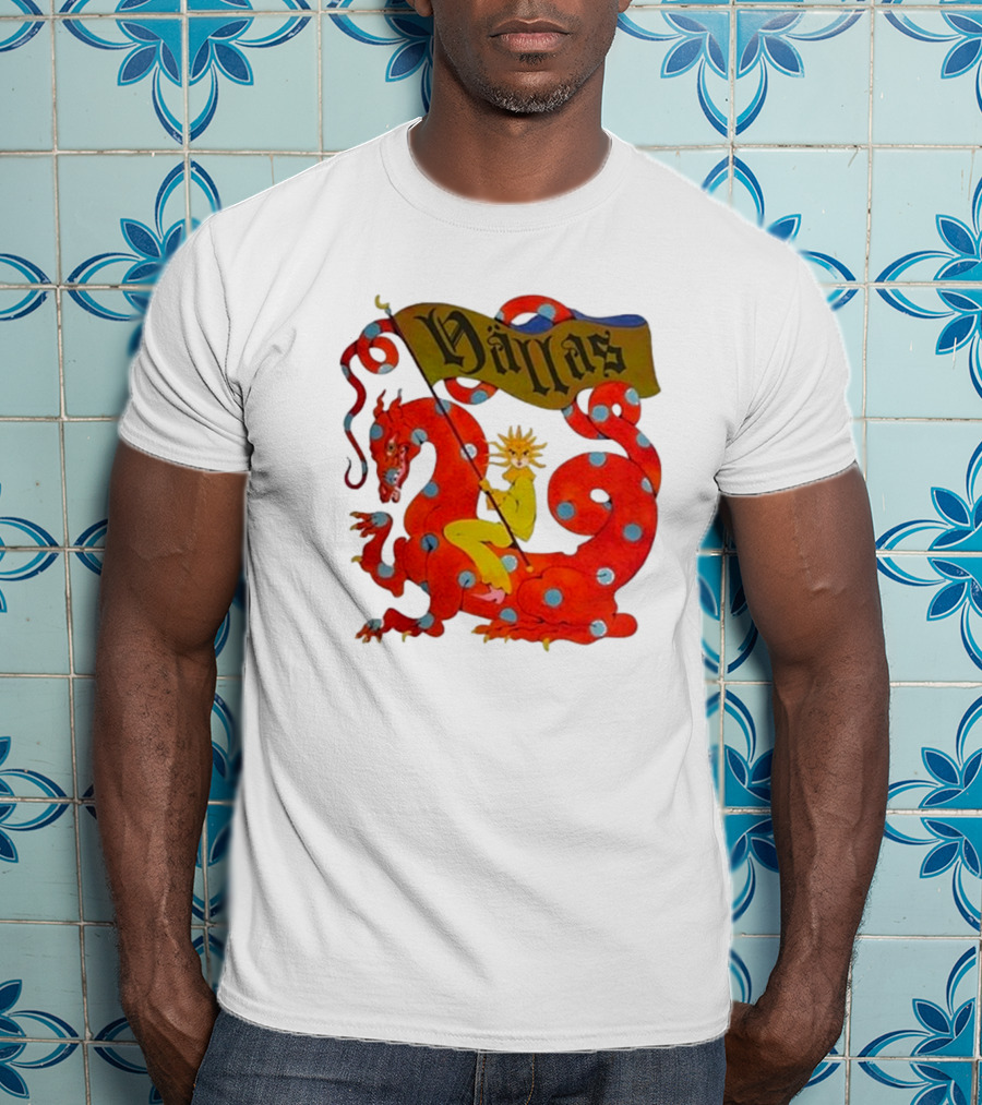 Hällas Flower Knight Riding Red Polka Dot Dragon T-Shirt