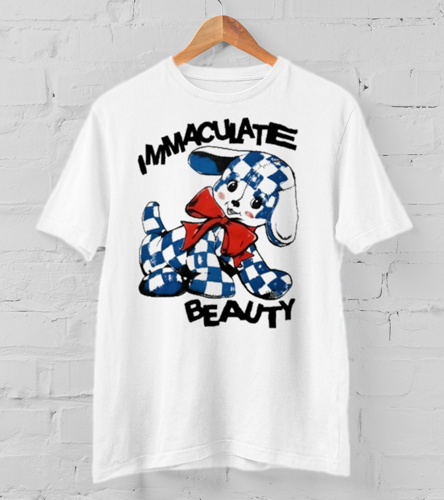 Henry Johnson Immaculate Beauty Blue Checkered Puppy Red Bow T-Shirt