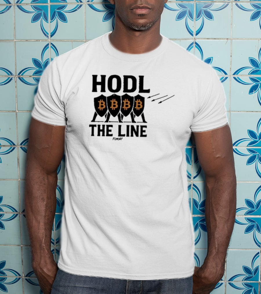 Hodl The Line Bitcoin Warrior Cryptocurrency Enthusiast BBB Pattern T-Shirt