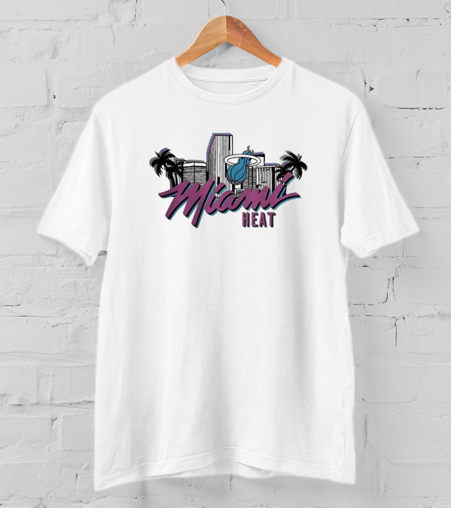 Homage Miami Heat NBA Vice Skyline Retro Style T-Shirt