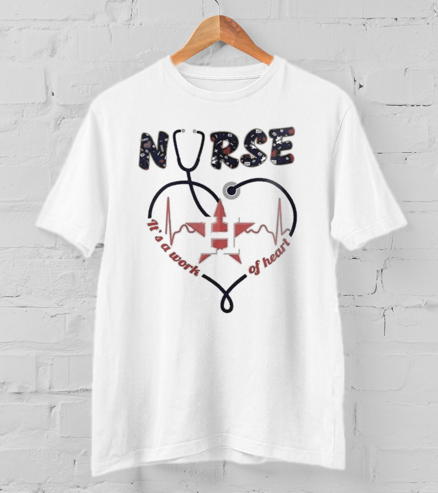 Houston Astros Nurse Appreciation Night 2025 Heartbeat Stethoscope Baseball Event T-Shirt