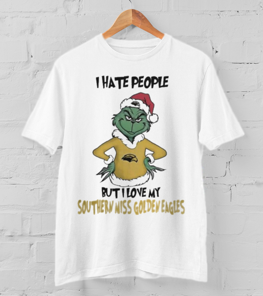 I Hate People But I Love My Southern Miss Golden Eagles Grinch Holiday Style T-Shirt