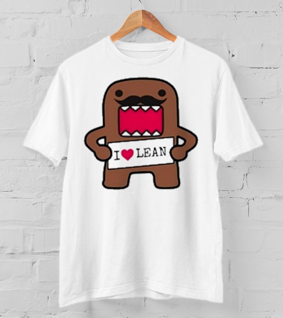I Love Lean Domo Heart Mustache Cartoon Character T-Shirt