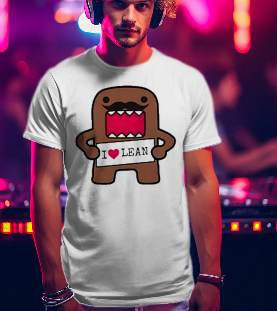I Love Lean Domo Heart Mustache Cartoon Character T-Shirt