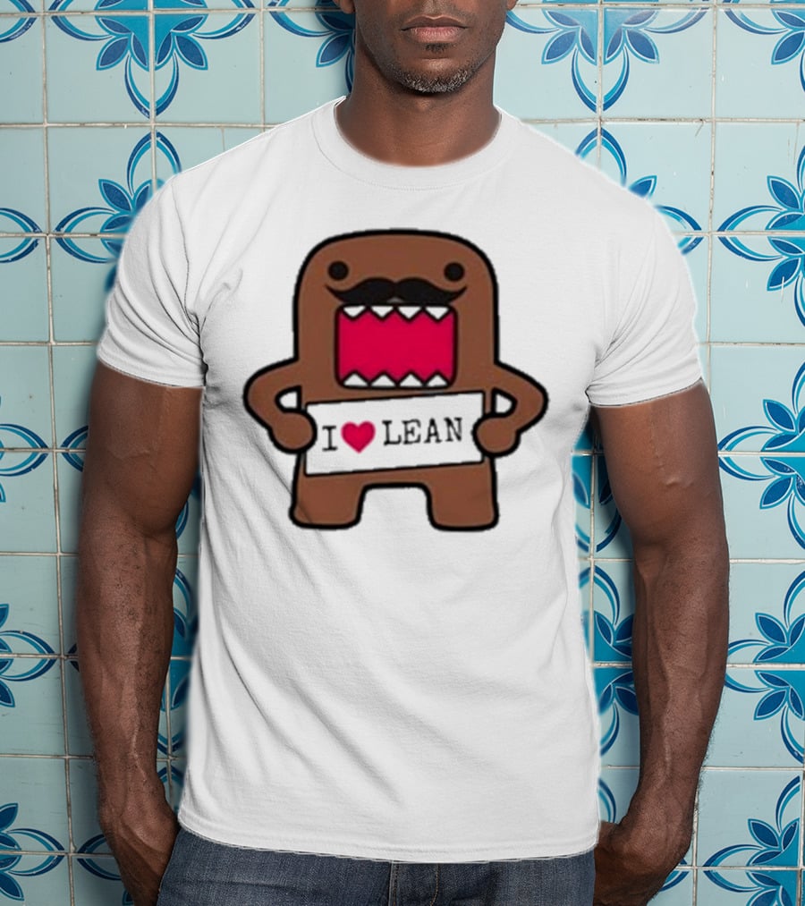 I Love Lean Domo Heart Mustache Cartoon Character T-Shirt