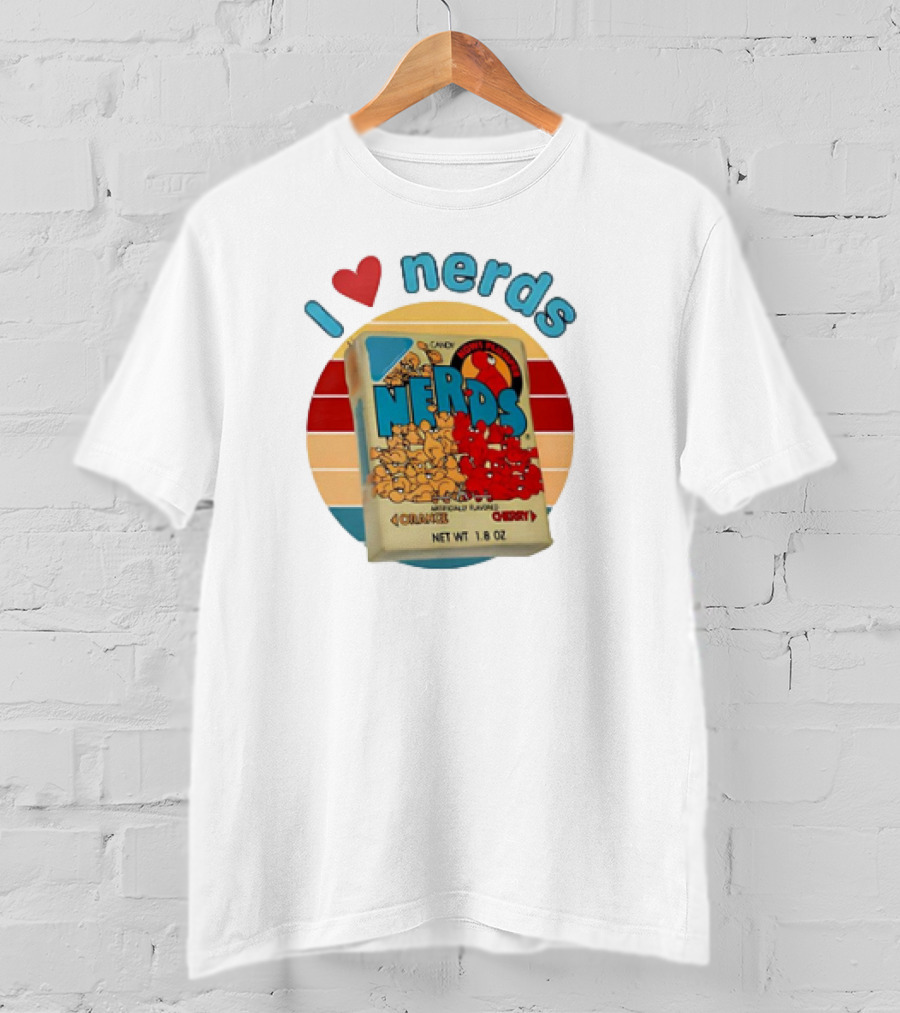 I Love Nerds Candy Box Cherry Orange Vintage Retro Style T-Shirt
