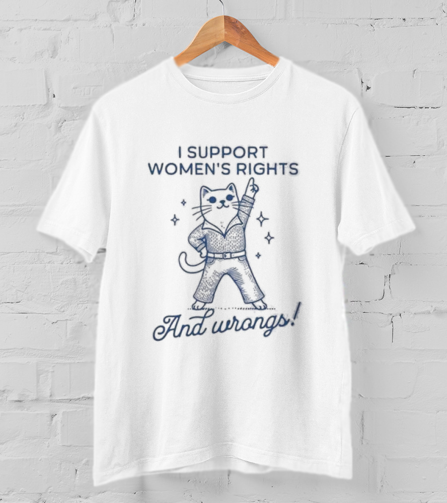I Support Women’s Rights Cat With Sunglasses And Wrongs T-Shirt