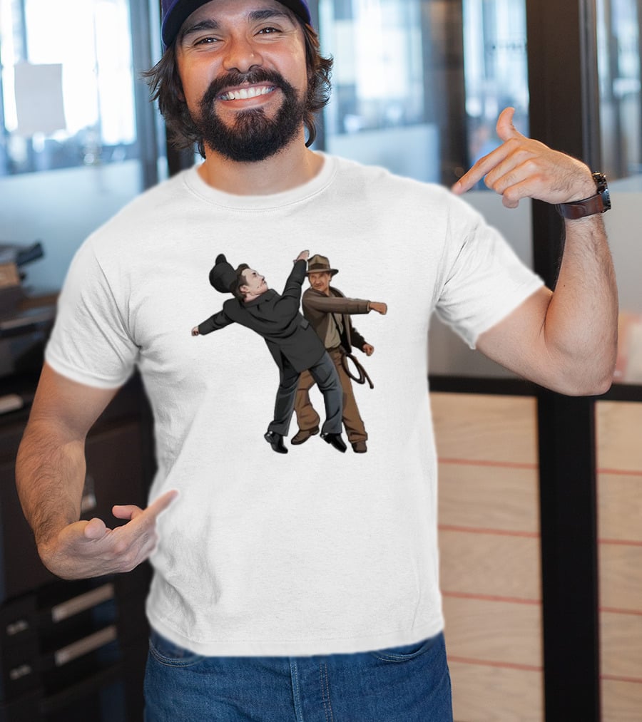 Indiana Jones Punching Elon Musk Salute Scene T-Shirt