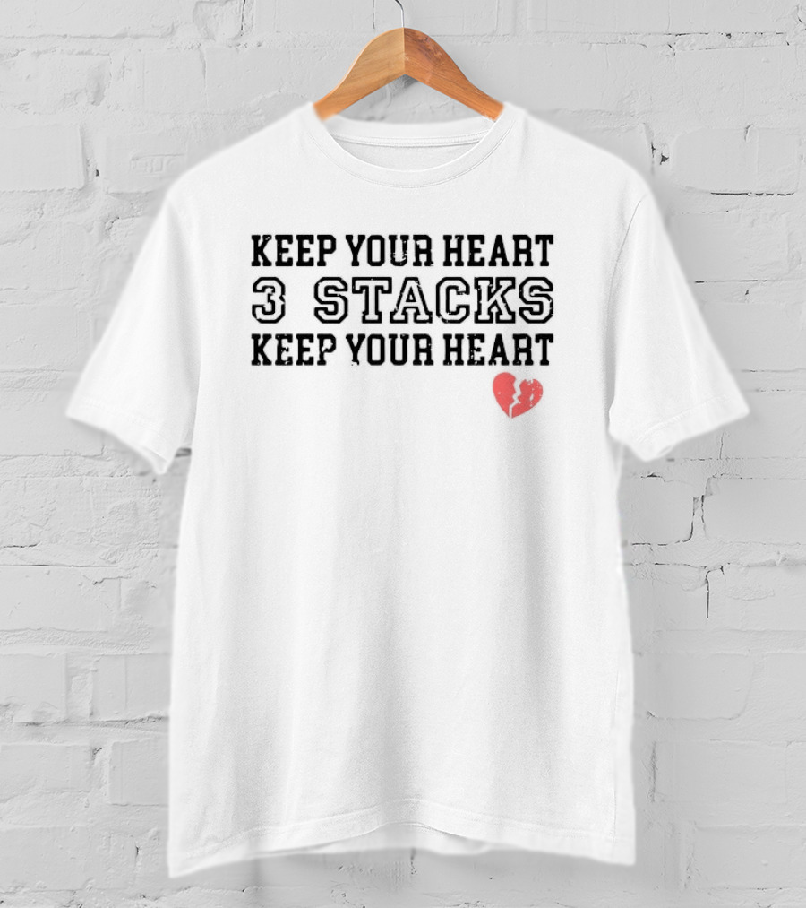 Keep Your Heart 3 Stacks Red Heart Illustration T-Shirt