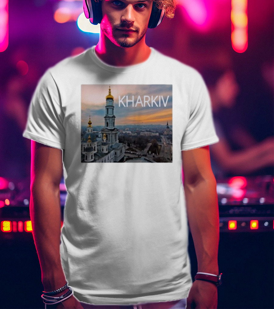 Kharkiv City Skyline With Famous Cathedral Sunset View T-Shirt