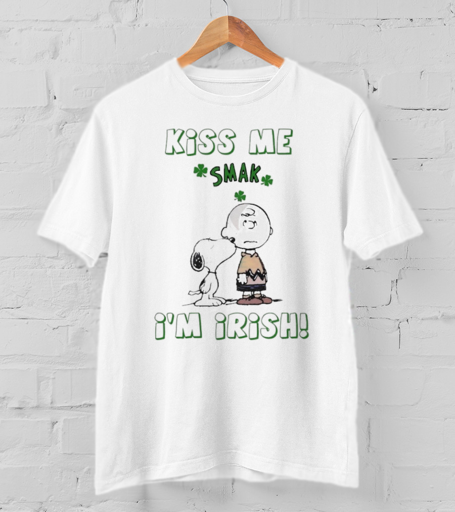 Kiss Me Smak I'm Irish With Iconic Cartoon Characters And Shamrocks T-Shirt