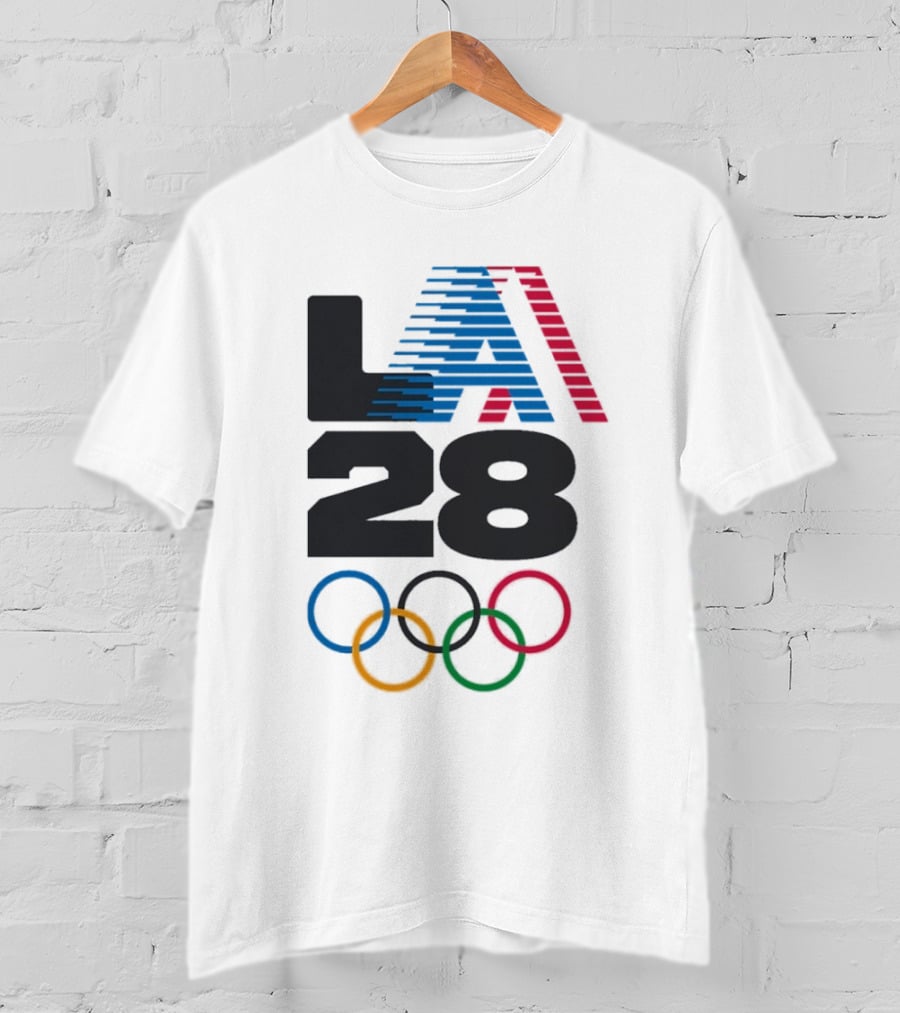 "LA 2028 Summer Olympics Retro Style With Olympic Rings" T-Shirt