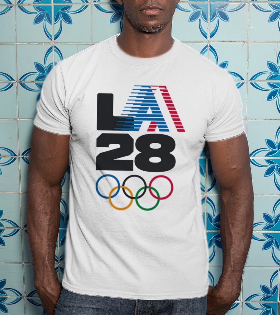 "LA 2028 Summer Olympics Retro Style With Olympic Rings" T-Shirt