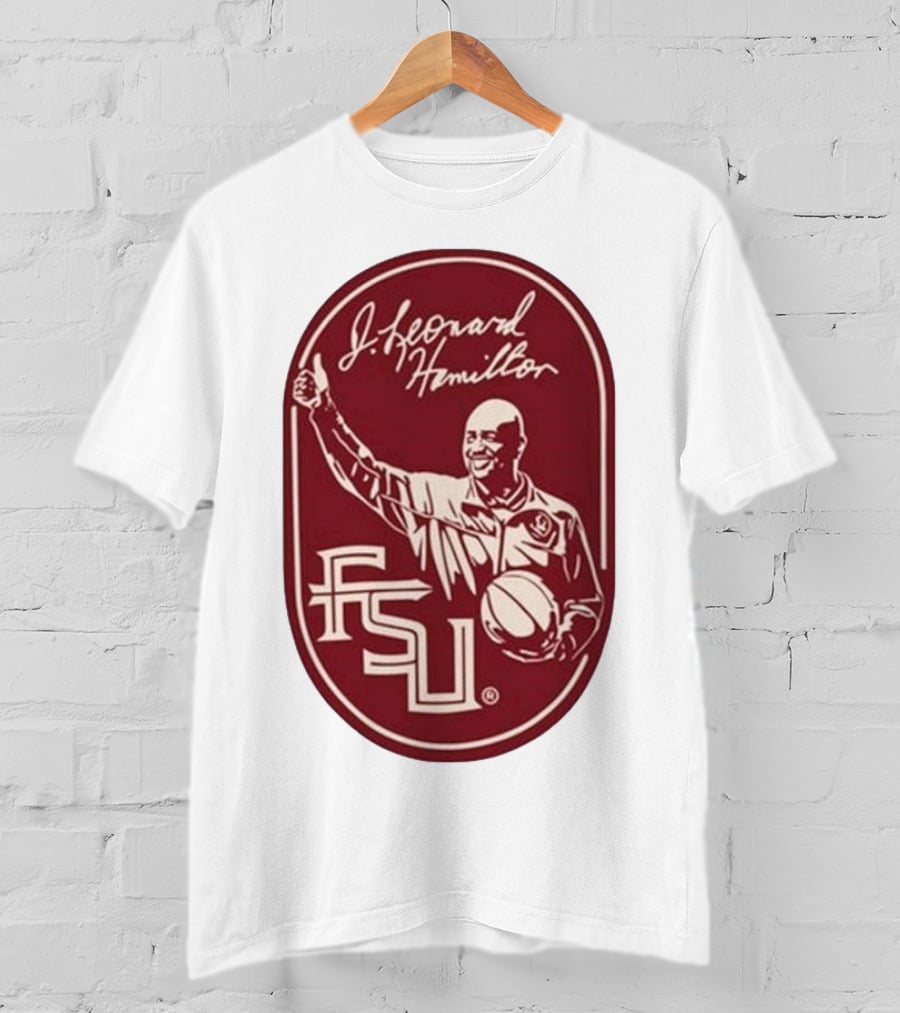 Leonard Hamilton FSU Basketball Coach With Ball And Signature T-Shirt