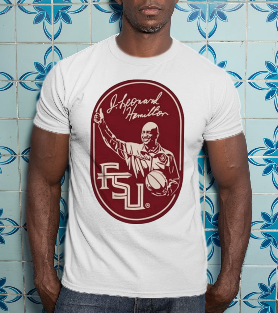 Leonard Hamilton FSU Basketball Coach With Ball And Signature T-Shirt