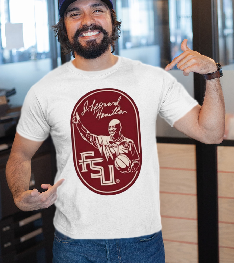 Leonard Hamilton FSU Basketball Coach With Ball And Signature T-Shirt