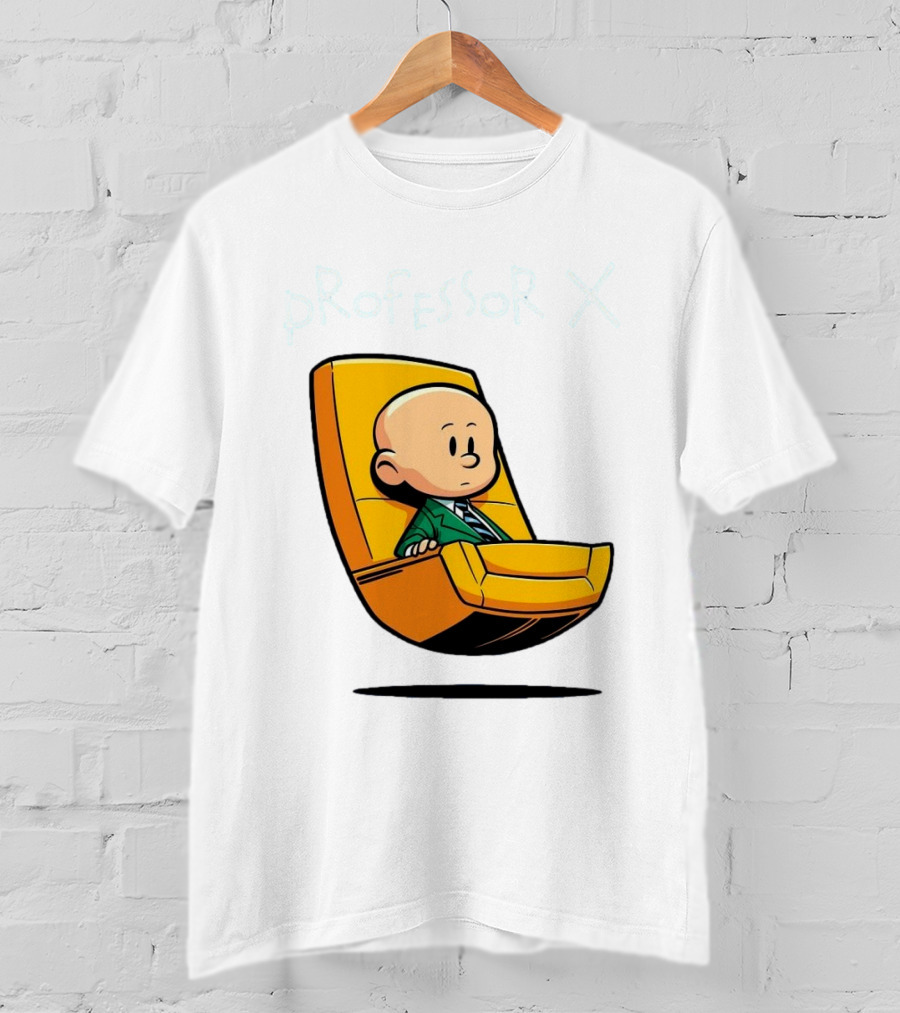 Professor X Cartoon Style In Yellow Chair T-Shirt