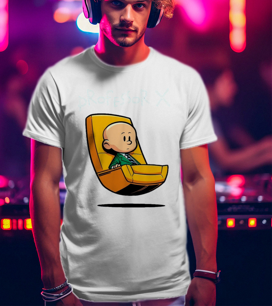Professor X Cartoon Style In Yellow Chair T-Shirt