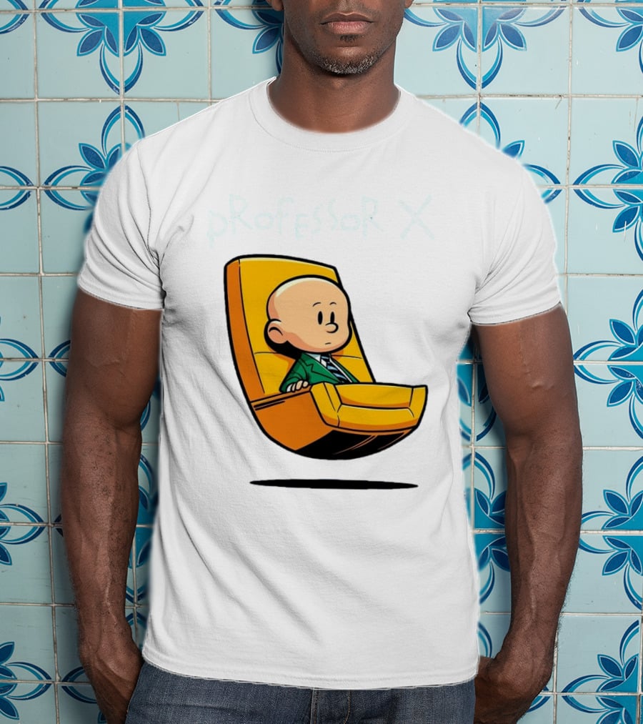 Professor X Cartoon Style In Yellow Chair T-Shirt